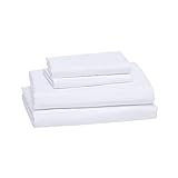 Amazon Basics – Juego de sábanas de microfibra, 100% poliéster, blanco brillante,...