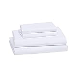 Amazon Basics – Juego de sábanas de microfibra, 100% poliéster, blanco brillante,...