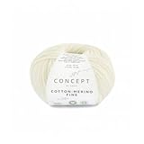 Concept 25g Cotton – Merino fino – Color: 80 – Blanco natural – Un voluminoso hilo...