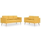 vidaXL Conjunto Sofá 2 y 3 Plazas 2 Piezas Tapizado Tela Estructura Patas Madera Diseño...