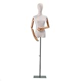 pujindu Maniqui Costura Mujer, Maniquies Torso con Brazos De Madera Cabeza Desmontable,...