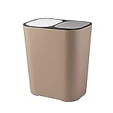 YZJSSL Bote de basura, Rectángulo Botón de plástico de doble compartimento Cubo de...