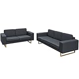 vidaXL Conjunto de Sofás de 2 y 3 Plazas Gris Oscuro Tamaño 200 x 82 x 76 cm