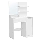 VASAGLE Tocador, Mesa de Maquillaje, con Espejo Cuadrado, Compartimiento, 1...