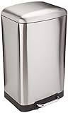 Amazon Basics Rectangle Soft-Close Trash Can with Steel Bar Pedal - 40L, Nickel