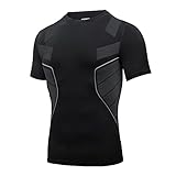 AMZSPORT Camiseta de Compresión para Hombre, Camiseta de Gimnasia de Manga Corta Capa...