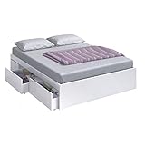 Estructura Cama con 4 Cajones, Cama Doble, Modelo Kendra, Acabado en Color Blanco Artik,...