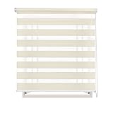 RESTAR | Estor Enrollable SIN TALADRAR | Doble Capa Noche y Día | 135x180cm/Color Beige |...