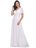 Ever-Pretty Vestido de Novia Largo para Mujer A-línea Escote en V Manga Corta Corte...