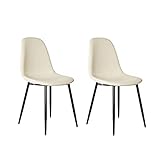 Pack de 2 sillas de Comedor tapizadas de Tela y Metal de 47x51x81 cm - LOLAhome (Blanco...