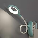 Luz lectura LED con flexo pinza, Lámpara de mesa de noche 3 Niveles de Brillo y...