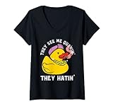 Mujer Pato de goma Bling Duck They See Me Quackin 'Rubber Duckling Camiseta Cuello V