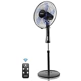 Aigostar Ventilador Silencioso de Pie con Mando a Distancia, Temporizador, 5 Aspas, 3...