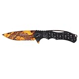 iFIELD Navaja deportiva asistida Basic EL29033, mango ABS negro, hoja de 10 cm naranja con...