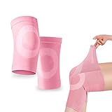 1 par de rodilleras de compresión rosa para gimnasio, correr, uso diario y alivio para...