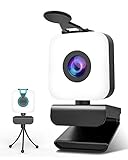 MHDYT Webcam PC con Microfono y Aro de Luz, Camara Web 1080p con Tapa y Tripode para...
