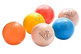 Engelhart - 2 bolas de madera coloridas naturales y 4 hermosas para juego Boule - 30 mm -...