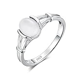 LOKILOKI Anillos De Color De Plata Maciza De Piedra Lunar Blanca Y Azul, Anillo De Boda...