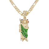 JHOSON 2 Piezas Chapado en Oro Verde Saint Jude Collar Colgante, Collar de San Judas...