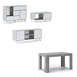 Skraut Home - Muebles de Salón - Modelo Wind - Aparador, Mueble TV, Mesa de Centro y Mesa...