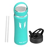 Super Sparrow PajaBotella de Agua Acero Inoxidable - 500ml, Boca Ancha Termo con paja, Sin...