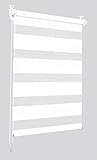 Sonello Estor Enrollable de Doble Capa Noche y Día 50cm x 130cm Blanco, Klemmfix sin...