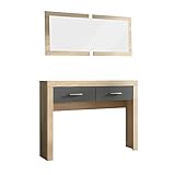 Recibidor Dos cajones y Espejo, Mueble de Entrada Acabado en Cambria y Grafito, Modelo...