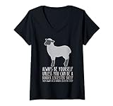 Mujer SÃ© siempre tÃº mismo y sÃ© una oveja de Border Leicester Camiseta Cuello V