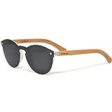 GOWOOD Gafas de sol redondas de madera de bambÃº para mujeres y hombres con lentes...