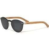 GOWOOD Gafas de sol redondas de madera de bambú para mujeres y hombres con lentes...