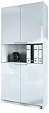 Vladon Armario Oficina Logan V2, Mueble Archivador con 5 Compartimentos y 4 Puertas,...