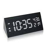 hinrey Despertador Digital LED de Madera, Reloj Despertador Digital Iluminado con Función...