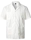 VATPAVE Camisa de manga corta con botones para hombre - Blanco - X-Large