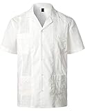 VATPAVE Camisas de Guayabera Cubana con Botones de Manga Corta para Hombre, White, X-Large