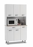 Armario alacena buffe aparador de Cocina con 6 Puertas. Blanco y Roble. para...