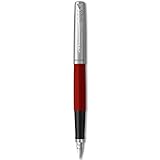 Parker Pluma estilográfica Jotter Originals, acabado rojo clásico, punta mediana, Tinta...