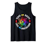 En abril usamos rompecabezas autismo para la conciencia arco iris Camiseta sin Mangas