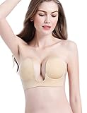 MELLIEX Sujetador Adhesivo Invisible, Pezoneras Sin Tirantes Forma de U Push Up...