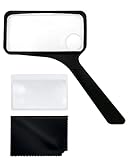 M MAGDEPO Lupa De Mano Rectangular 3X/5X Resistente A Los Arañazos con 1 Paño De...