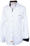 Pi2010 Camisa Bandera de España Hombre Blanca con Marino, Fabricado en España, Talla XL