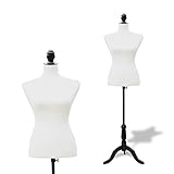 HOMCOM Maniquí Femenino de Costura Busto de Señora para Modistas Exhibición Altura...