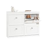 SoBuy FSR79-W Zapatero con 4 Puertas Organizador para Zapatos Blanco ES
