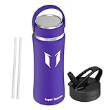 Super Sparrow PajaBotella de Agua Acero Inoxidable - 1000ml, Boca Ancha Termo con paja,...