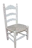Silla Baja de Costura Palos Torneados, Asiento Tejido a Mano con Enea. Madera al Natural.