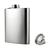 Petaca con Embudo, 4oz Petaca de Acero Inoxidable 304 para Whisky, para Transportar...