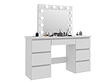 Meblowa 1 Tocador/mesa de maquillaje Beta 4 12 LED – blanco – iluminado por 12...