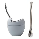 Mate argentino, Kit de Mate con Vaso de Silicona y bombilla de acero inoxidable, 200ml No...