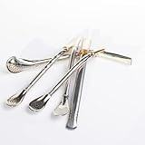 BARGRIN Set de 2 Pajitas de acero inoxidable mas limpiador, Pack de 2 pajitas mixtas para...