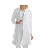 BSTT Mujer Bata de Laboratorio Blanco uniformes de trabajo nueva mejora Mangas abotonadas...