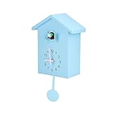 HERCHR Reloj de Cuco, pequeño Reloj Cuco de Pared, Relój de péndulo con Voz de pájaro,...